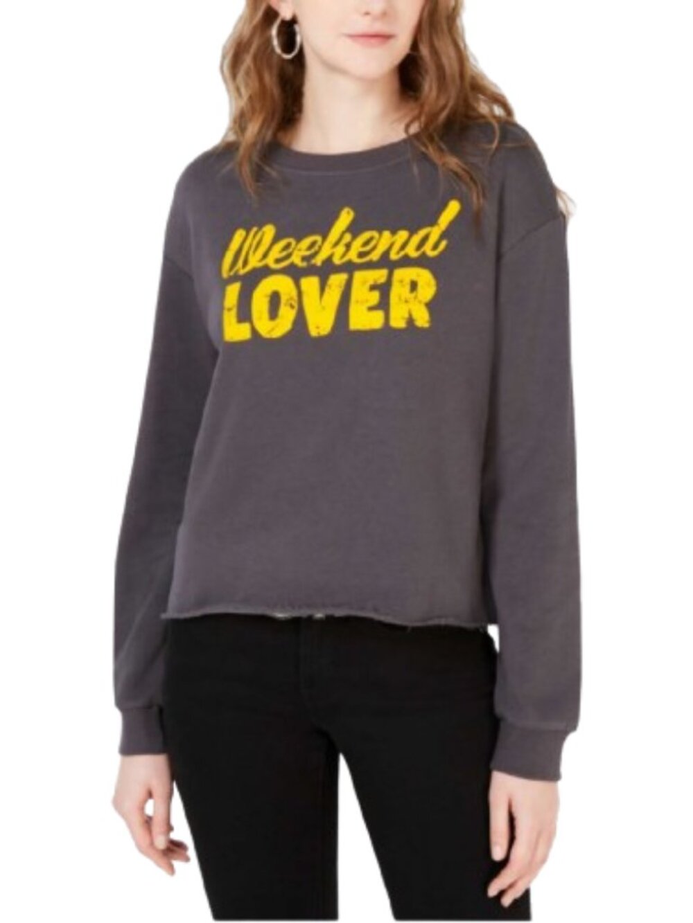 Rebellious One Gray Graphic Crewneck Sweatshirt Weekend Lover Crop Longe Comfy